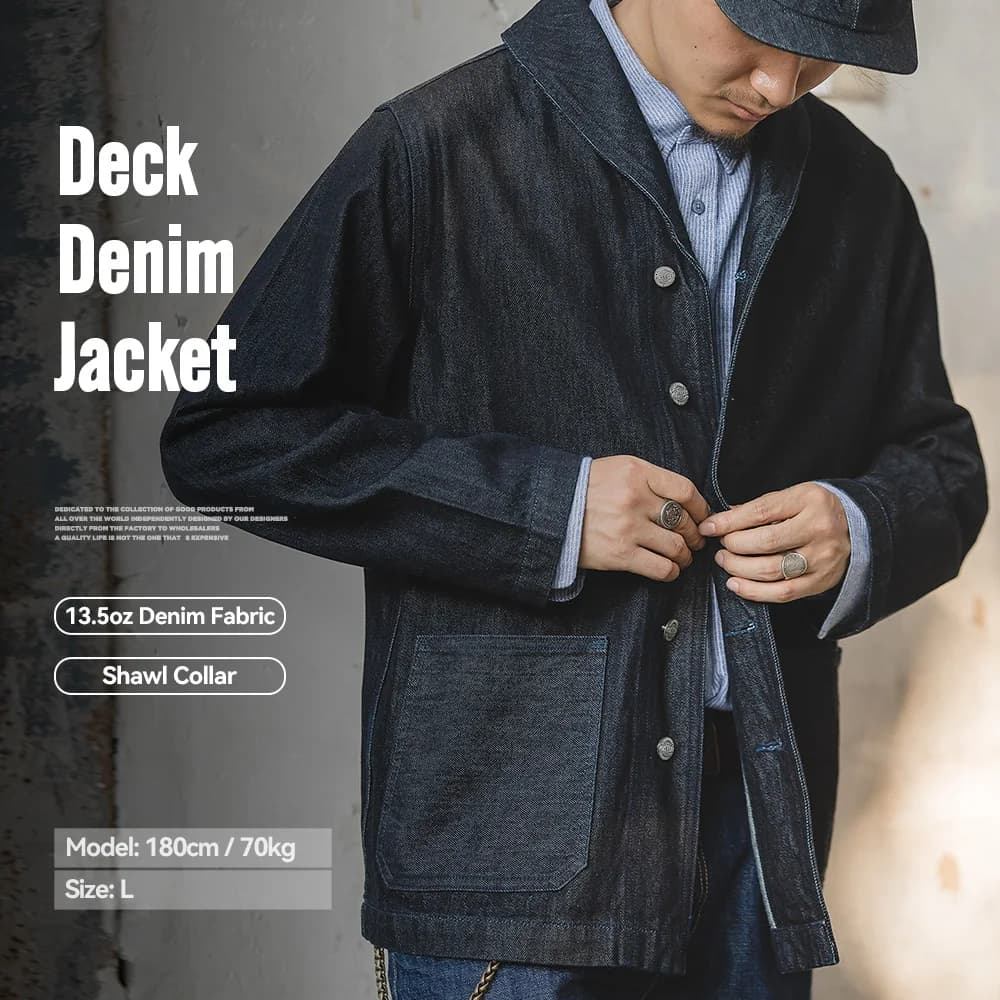 Veste denim lavé vintage homme - Workwear coton pour pêche décontractée et chasse