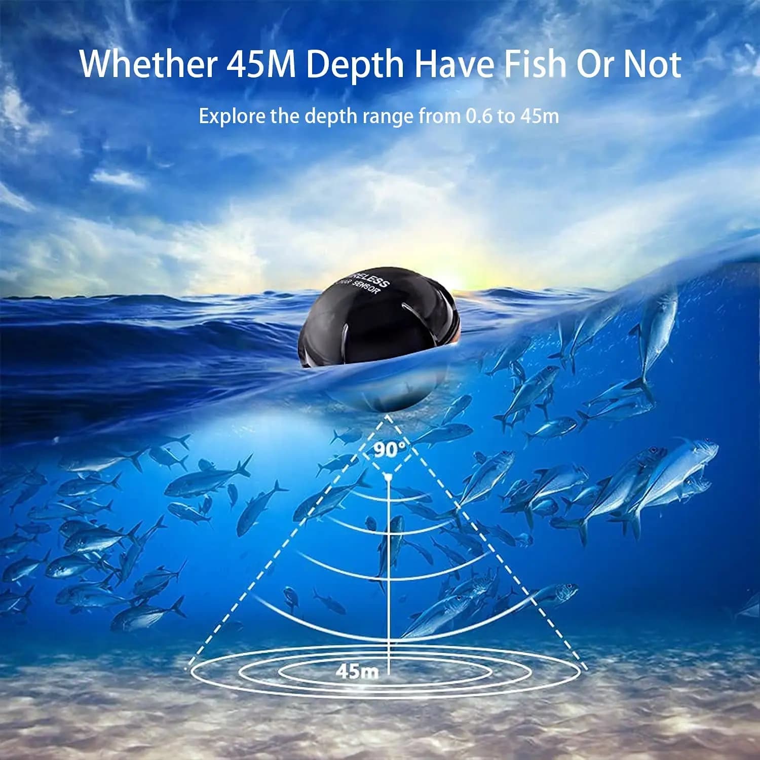 Détecteur poissons sans fil Pupopan sonar alertes pêche échosondeur portable pour eau douce et mer
