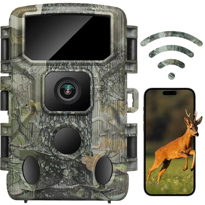 Caméra trail extérieure WiFi 4K 48MP vision nocturne étanche IP67 pour chasse et observation faune