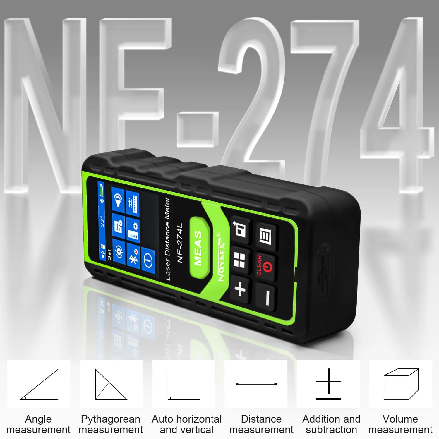 Télémètre laser vert Noyafa NF-274L 60m - Outil de mesure électronique pour pêche précise