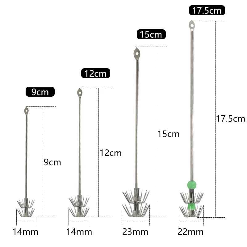 Leurres pour calmar en acier inoxydable LETOYO 2 pièces - Hameçons parapluie 9-17.5cm pour pêche au calmar
