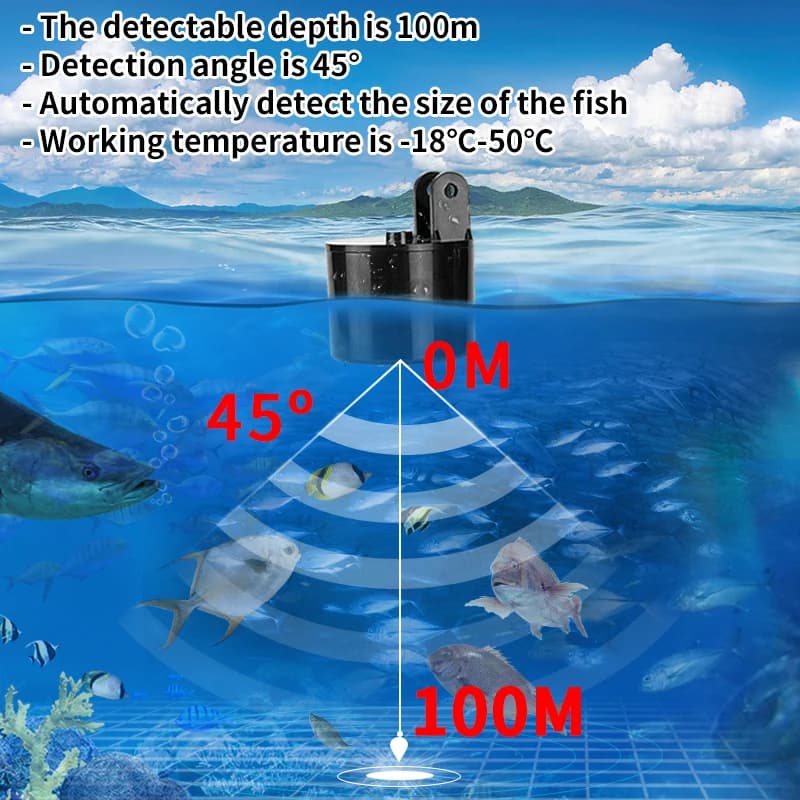 Erchang XF03 Sondeur portable 100m profondeur pour pêche lac mer avec échosondeur et détection appâts