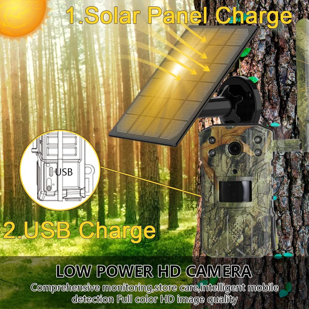 Caméra trail solaire 4MP 4G avec détection PIR 20M et vision nocturne 30M pour suivi animalier extérieur