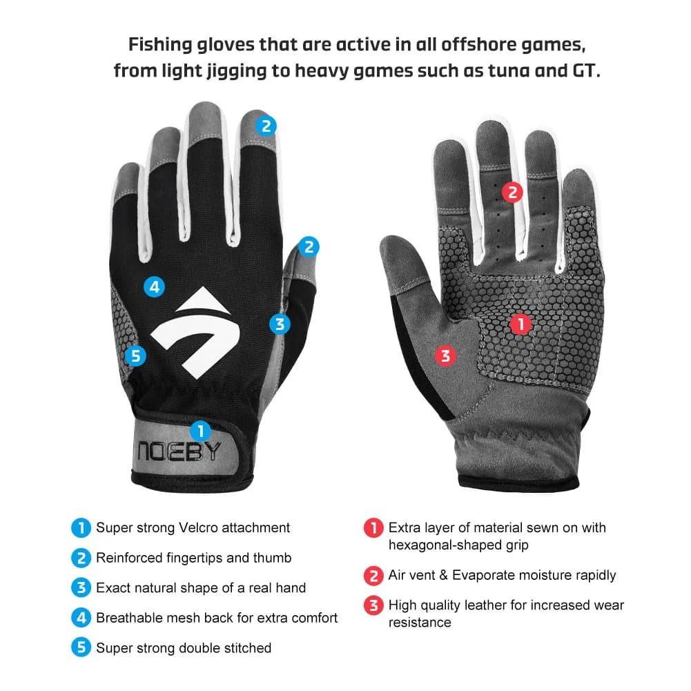Gants pêche Noeby anti-coupure - protection complète doigts pour pêche leurre et jigging