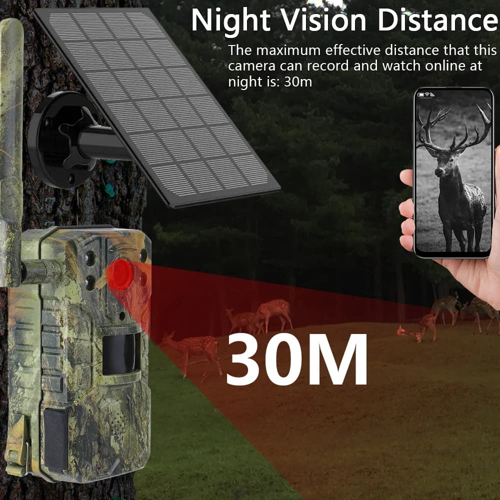 Caméra trail solaire 4MP 4G avec détection PIR 20M et vision nocturne 30M pour suivi animalier extérieur