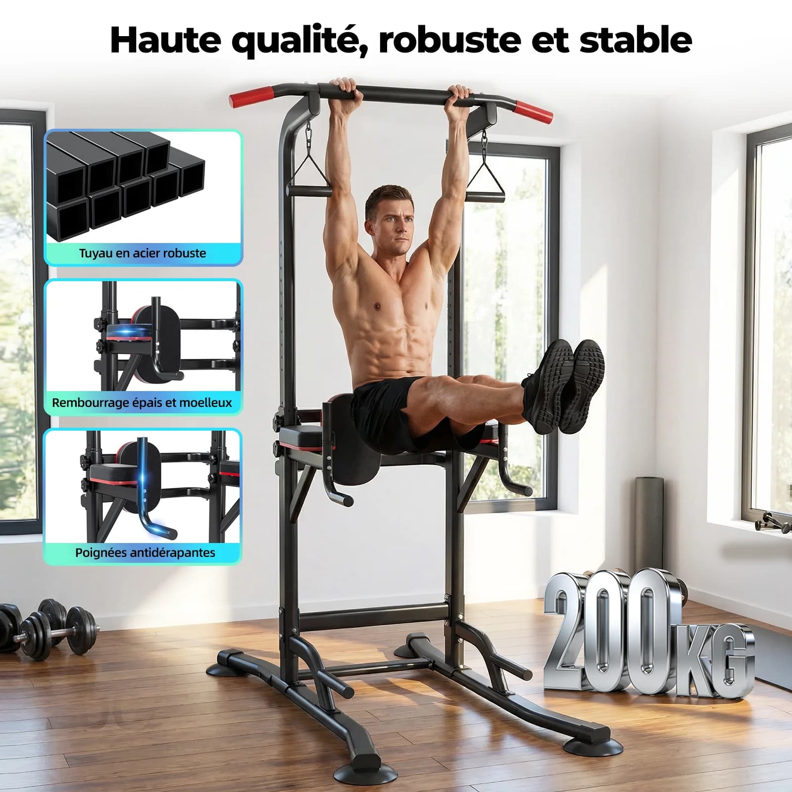 Roue d'abdominaux traction multifonction 200kg - Roue fitness abdos et musculation à domicile