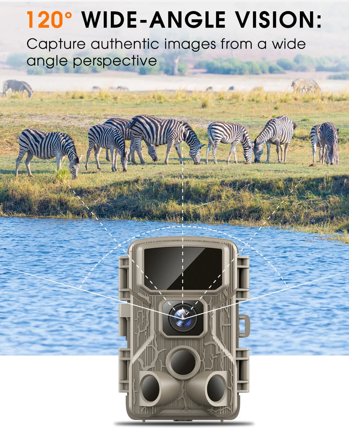 Caméra trail WiFi 2.7K 48MP étanche IP67 déclenchement 0.5s pour détection faune extérieure