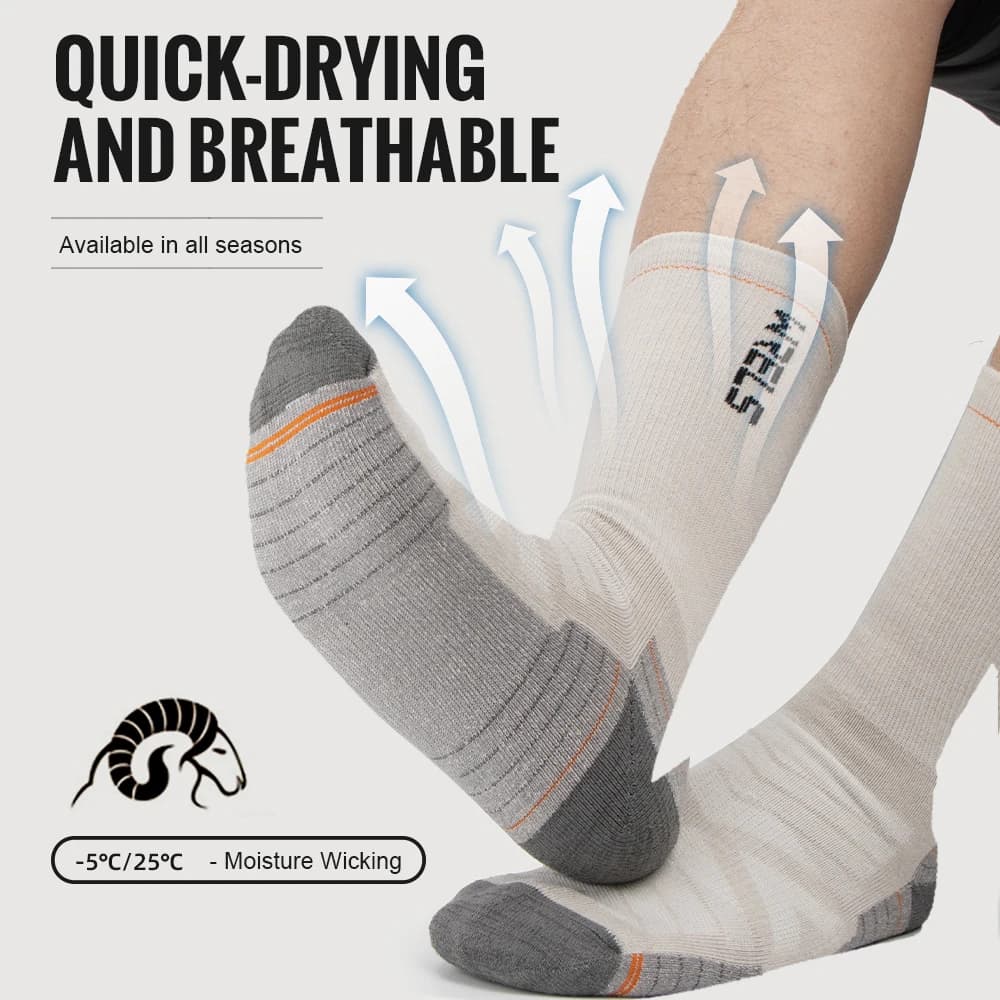 Chaussettes laine mérinos WRELS pêche randonnée hiver épaisses thermo-régulantes sport lot