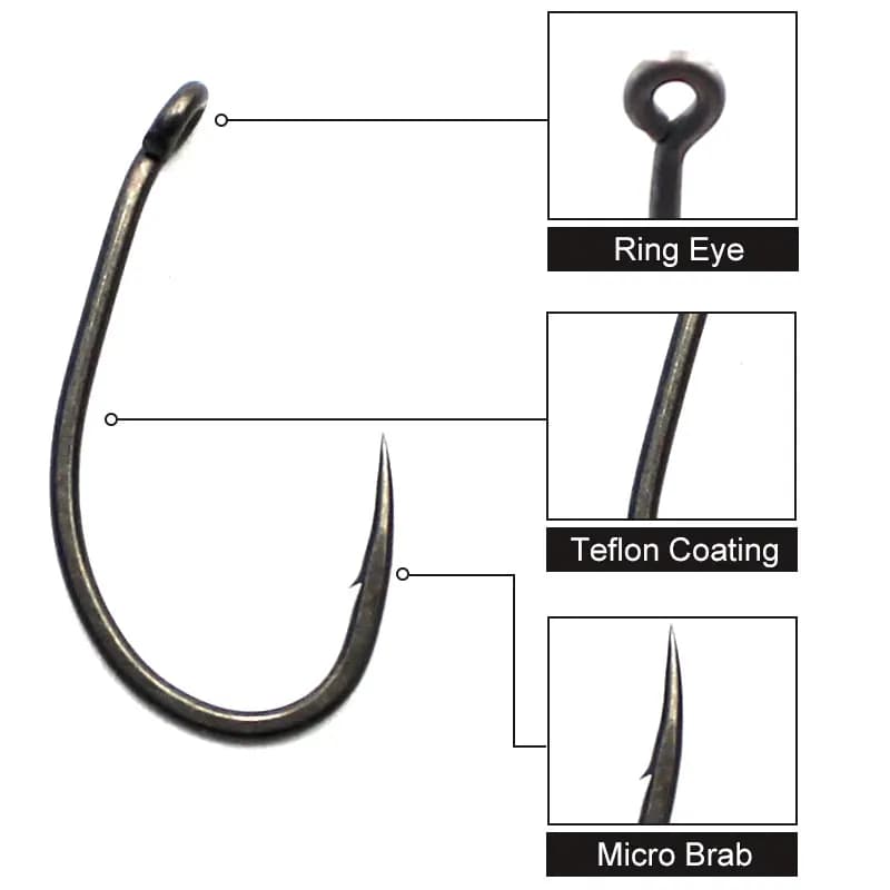 Hameçons carpe PTFE 20pcs qualité compétition Japan - Montages chod rig et hair rig