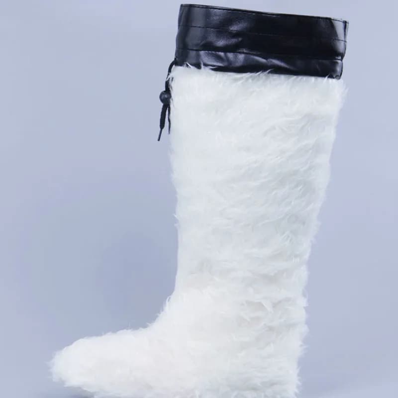 Chaussons de pluie doublés polaire haute tube - Protège-chaussures chauds hiver pour pêche et extérieur
