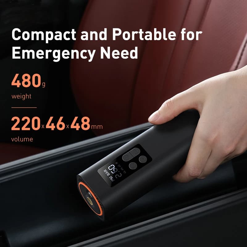 Compresseur voiture Baseus 12V 150PSI portable - Pompe smart digitale pour voiture, vélo, bateau pêche
