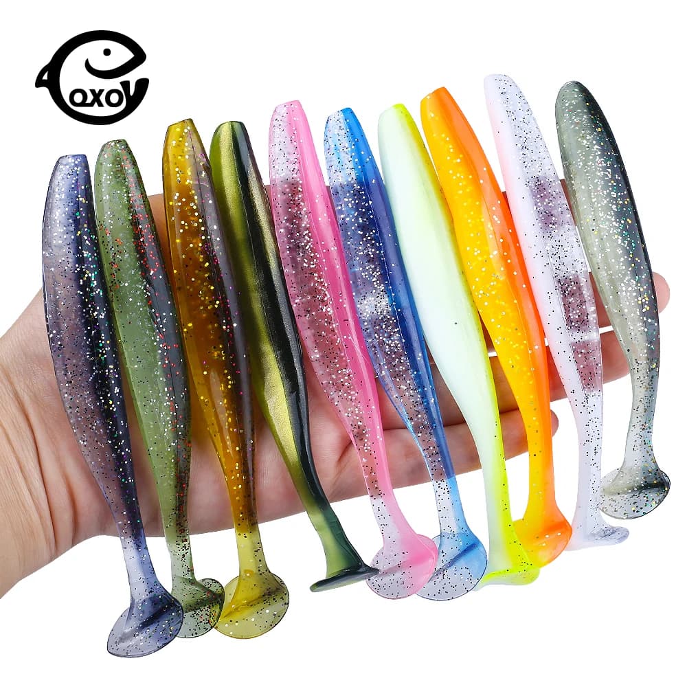 Lot de 10 vers souples silicone QXO 7-13cm - appâts artificiels PVA swimbait pour poissons de mer