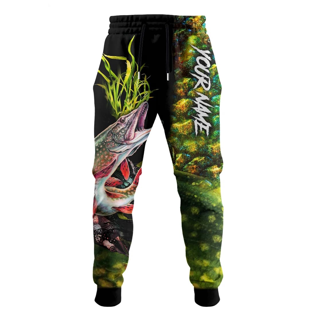 Pantalon pêche personnalisé impression 3D - Design unique brochet truite carpe pour pêcheur passionné