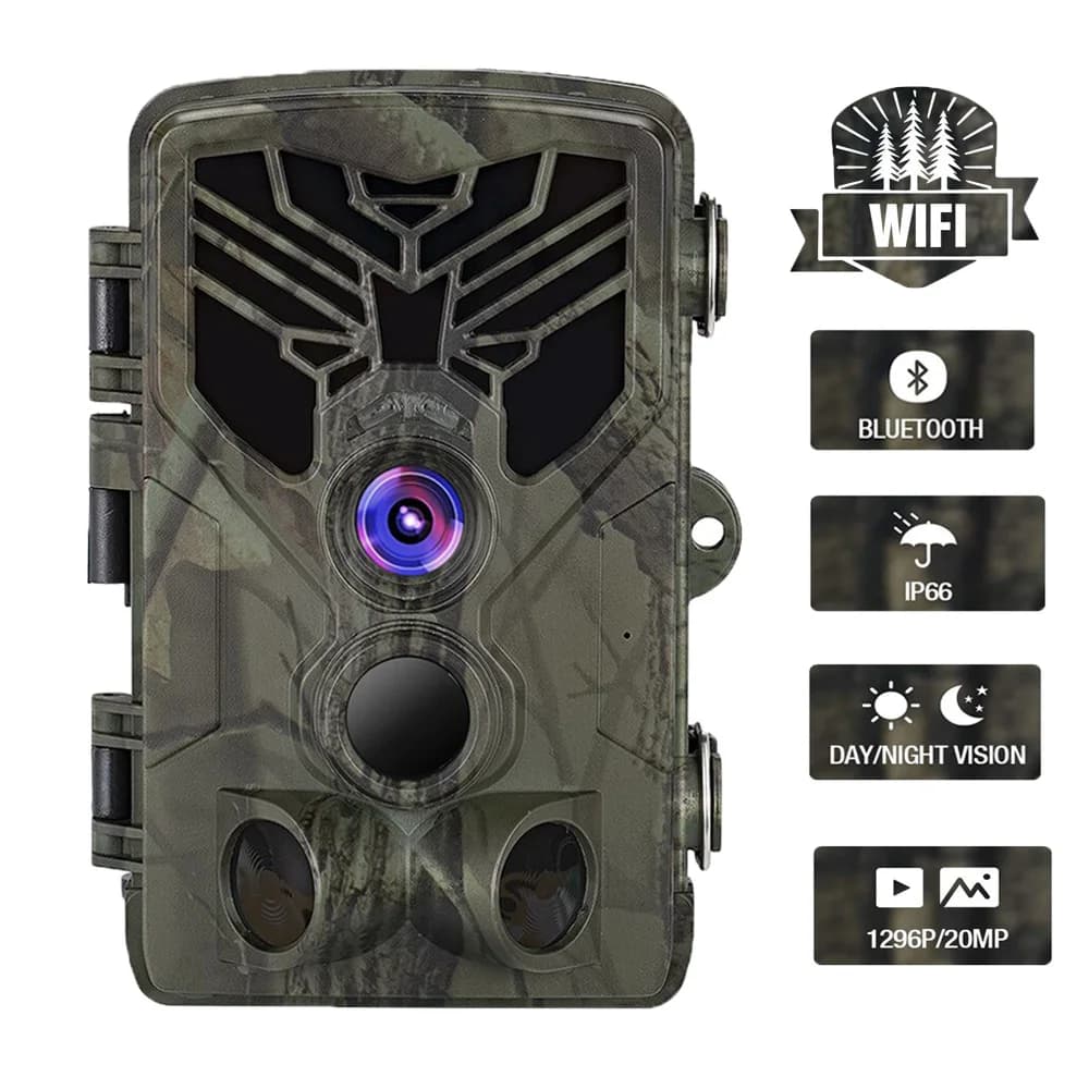 Caméra trail 24MP 1296P WiFi Bluetooth contrôle APP vision nocturne pour pêche et chasse