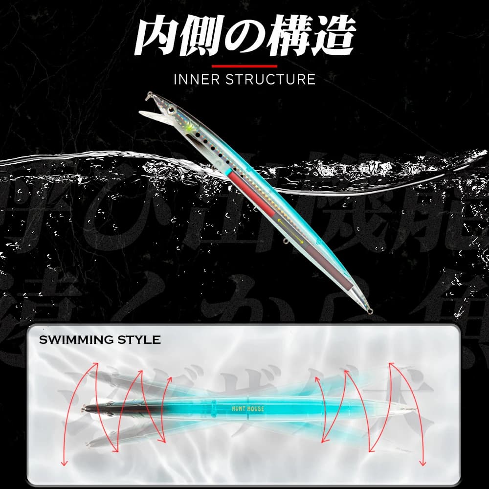 Leurre Hunthouse Sandeel Minnow 143mm-208mm pour pêche truite et carnassiers - leurre jerkbait stickbait longue portée
