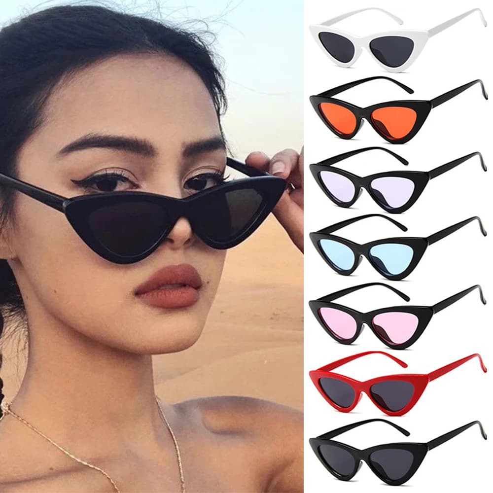 Lunettes de soleil cat eye femme triangle vintage rouge tendance mode streetwear UV400 protection solaire