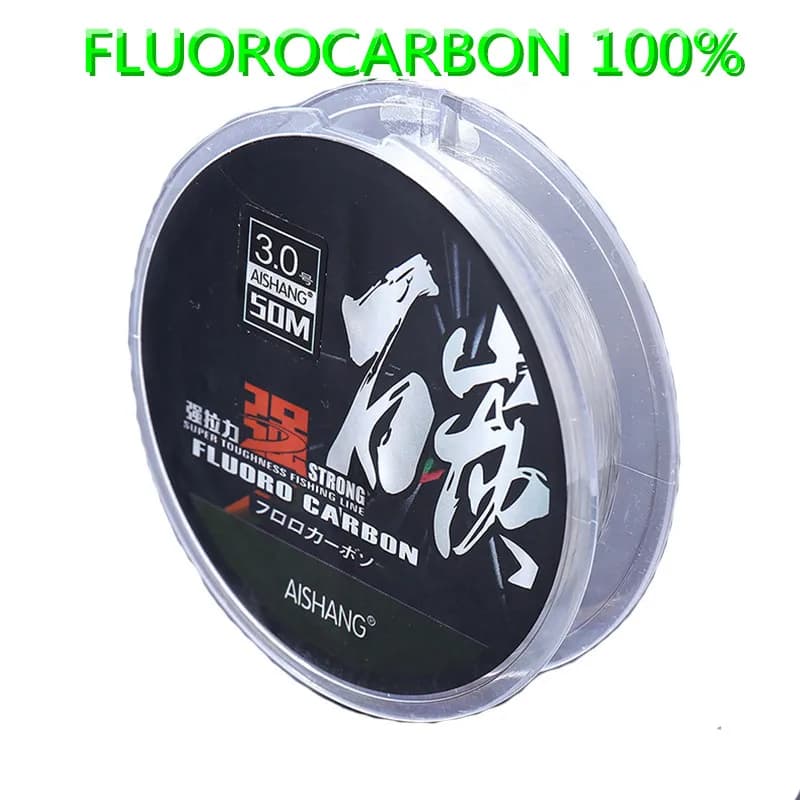 Ligne fluorocarbone 100% 50m super forte leader pêche mer ligne plongeante carbone