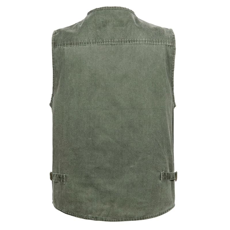 Veste sans manches homme été 6XL 7XL en coton denim avec multiples poches, gilet photo pêche