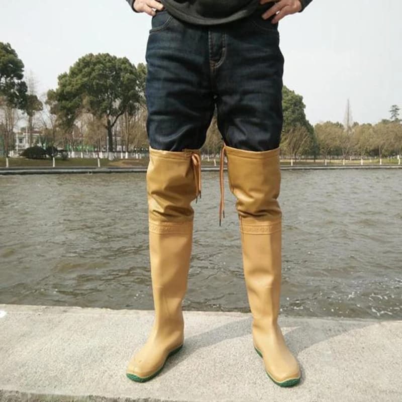 Bottes de pêche homme caoutchouc souple imperméables genou - Bottes pluie lavage auto galoches