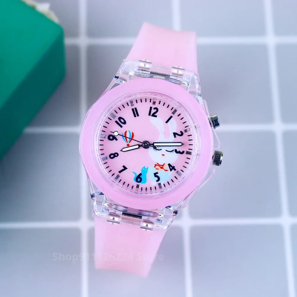 Montre enfant Disney Princesse Elsa à bracelet silicone lumineux - Montre digitale étanche pour fille