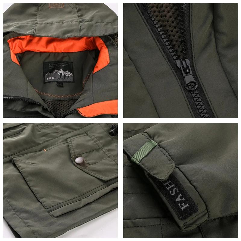 Veste interchange pour pêche camping - Coupe-vent avec capuche - Printemps automne - Homme