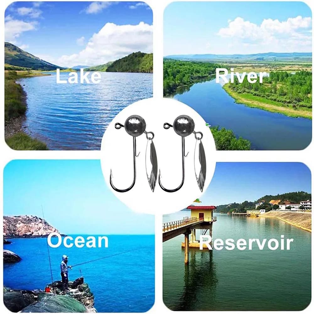 Lot de 5 hameçons plombés anti-herbe 3.5g 5g 7g 10g pour pêche aux leurres souples