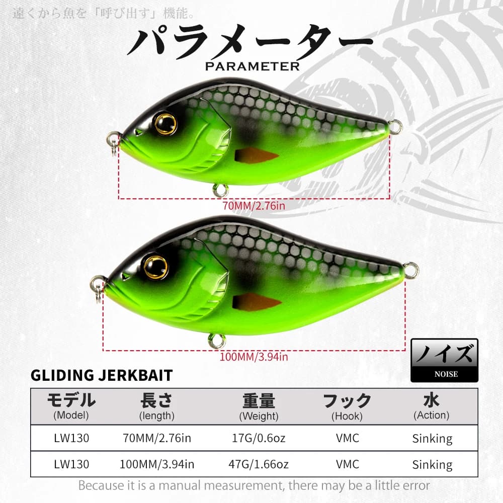 Leurre de pêche leurre brochet crankbait pencil wobbler 70mm 17g 100mm 47g pour carnassiers