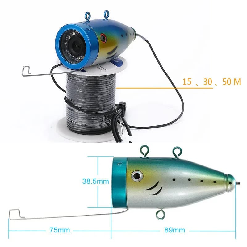 Caméra de pêche sous-marine 15M avec LED - Fish finder 15 LED blanches + 15 IR pour pêche glace mer rivière