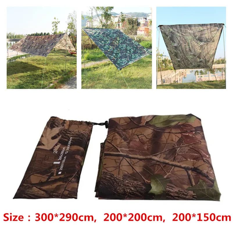 Bâche camouflage de survie étanche pliable pour camping pêche, abri portable 3-4 personnes, protection soleil et intempéries