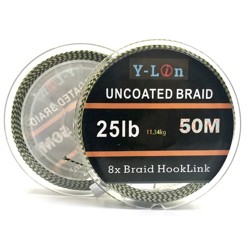 Ligne de pêche camouflage carpe 50m 8 brins - Bas de ligne souple sans revêtement 25-35LB
