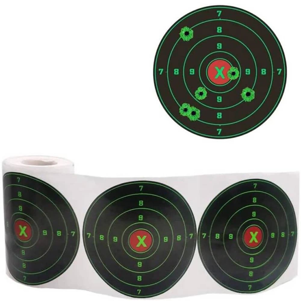 100 autocollants cibles réactives 4 pouces par rouleau pour pistolet à plombs et airsoft