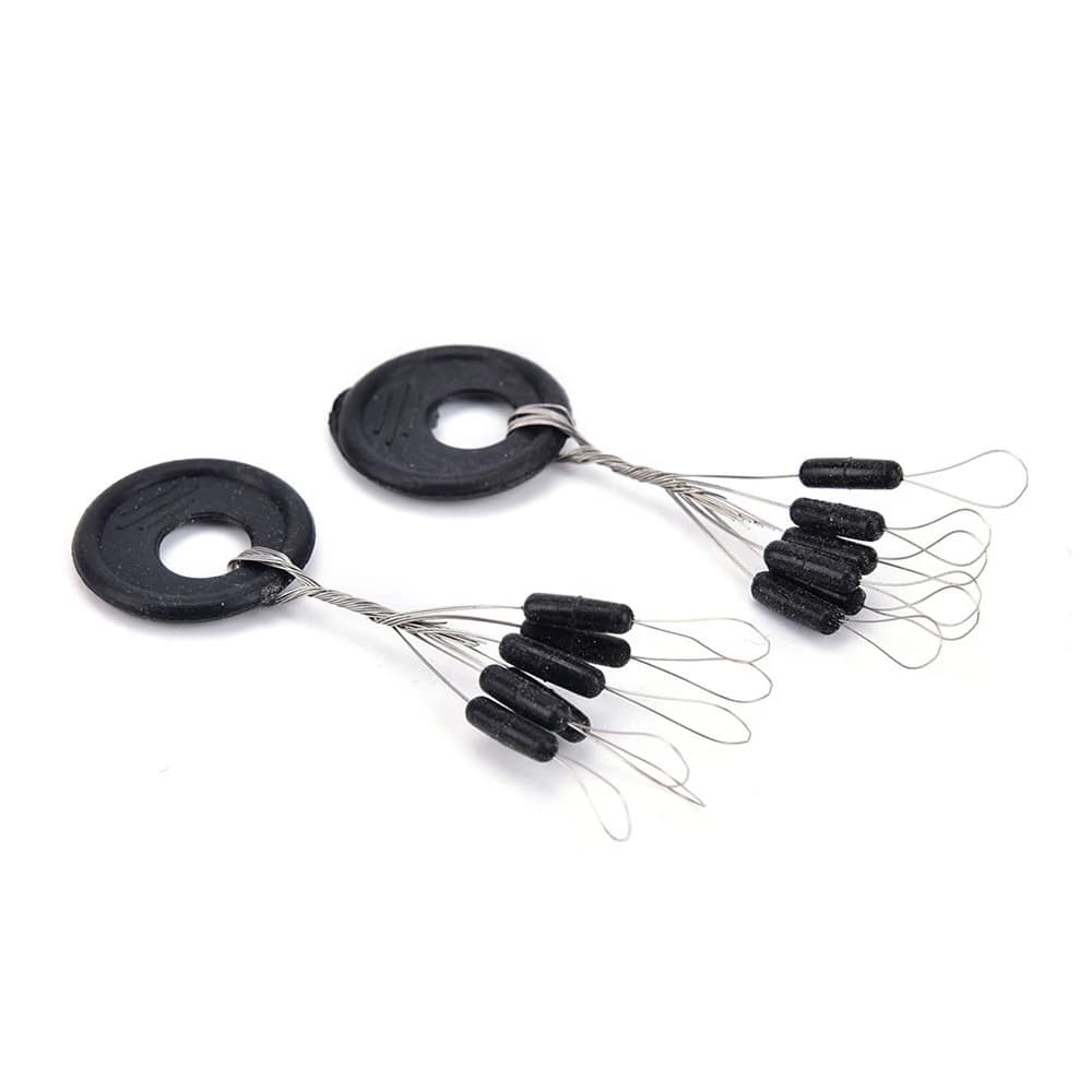 Flotteur pêche silure PRO BEROS 60 pièces 10 sets bouchon ovale en caoutchouc noir stopper ligne