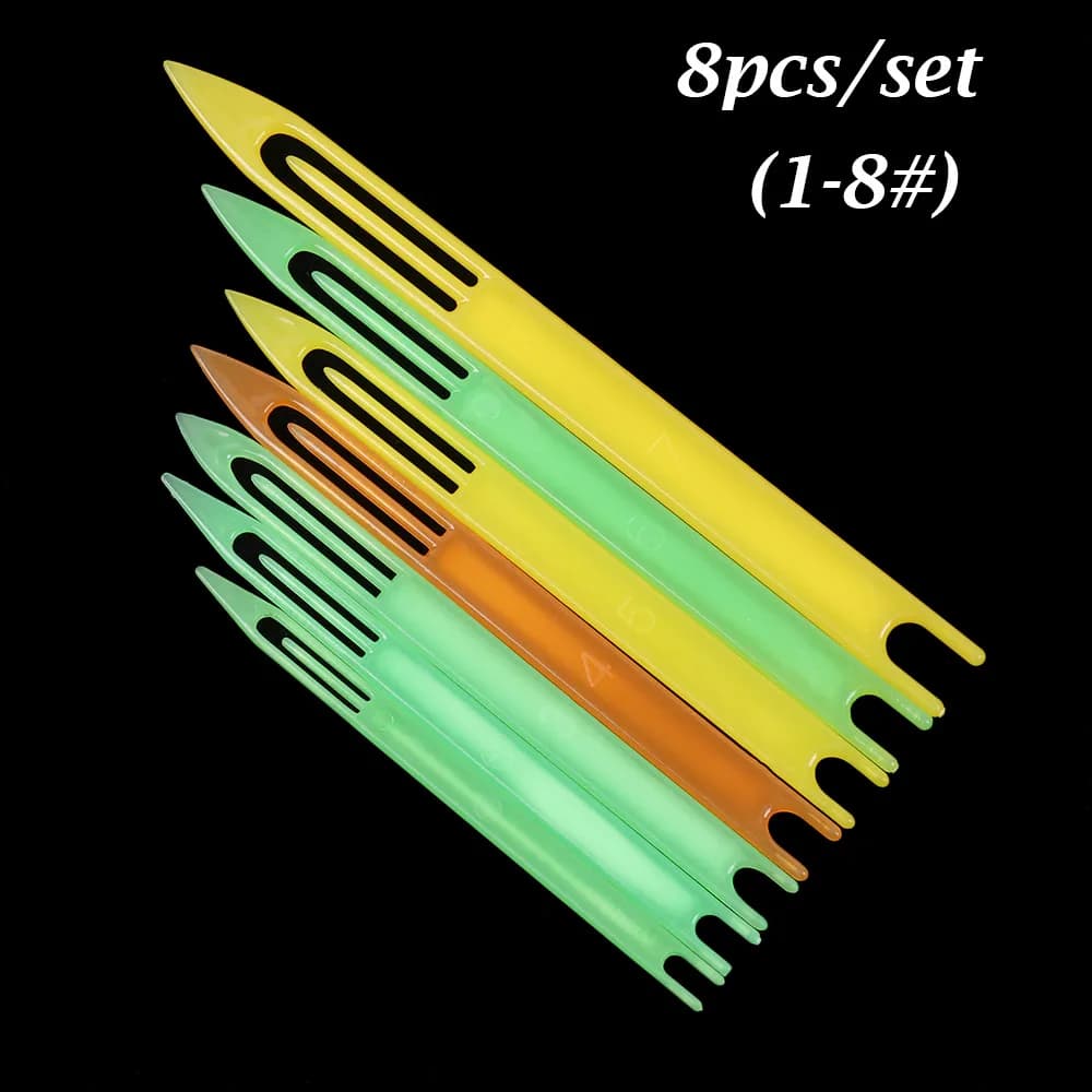 8/10 aiguilles réparation filets pêche plastique anti-rouille coloris aléatoires équipement