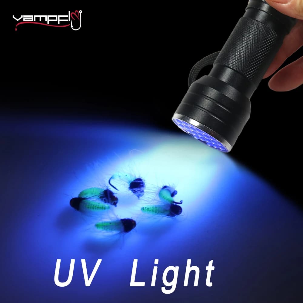 Lampe UV polymérisation 9LEDs 21LEDs 365nm-410nm pour montage mouches - Outil séchage epoxy nymphe