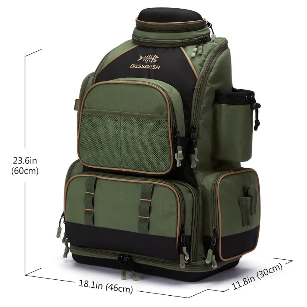 Sac à dos pêche tactique Bassdash léger - Boîte à matériel souple avec protection pluie intégrée