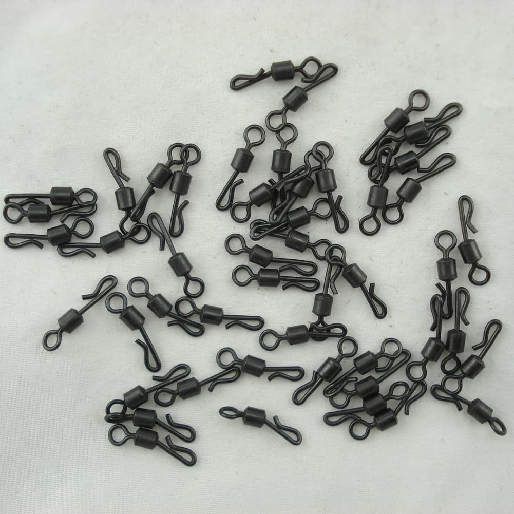 Émerillons rapides noirs pour pêche à la carpe - Connecteur Q-shaped long body avec système swing