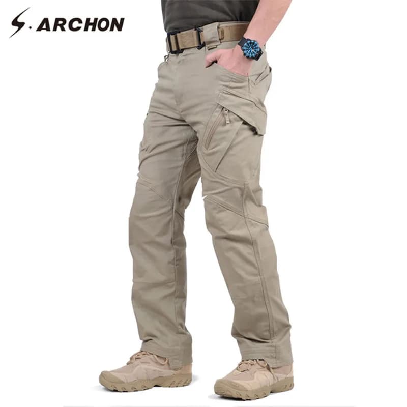Pantalon militaire pêche 97% coton stretch tactique multi-poches confortable pour homme