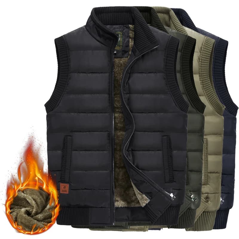 Veste polaire homme sans manches hiver imperméable coupe-vent col montant matelassée taille 8XL