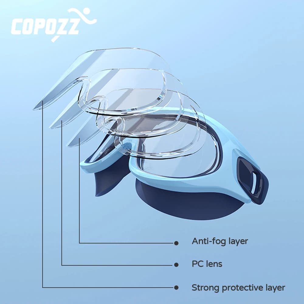 Lunettes de natation enfants grandes montures anti-buée silicone - Masque de piscine confortable
