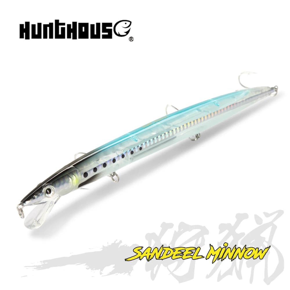 Leurre Hunthouse Sandeel Minnow 143mm-208mm pour pêche truite et carnassiers - leurre jerkbait stickbait longue portée