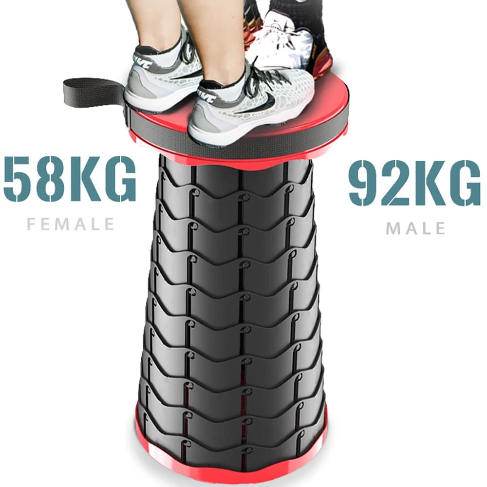 Tabouret pliant télescopique léger plastique pour pêche camping file d'attente transport