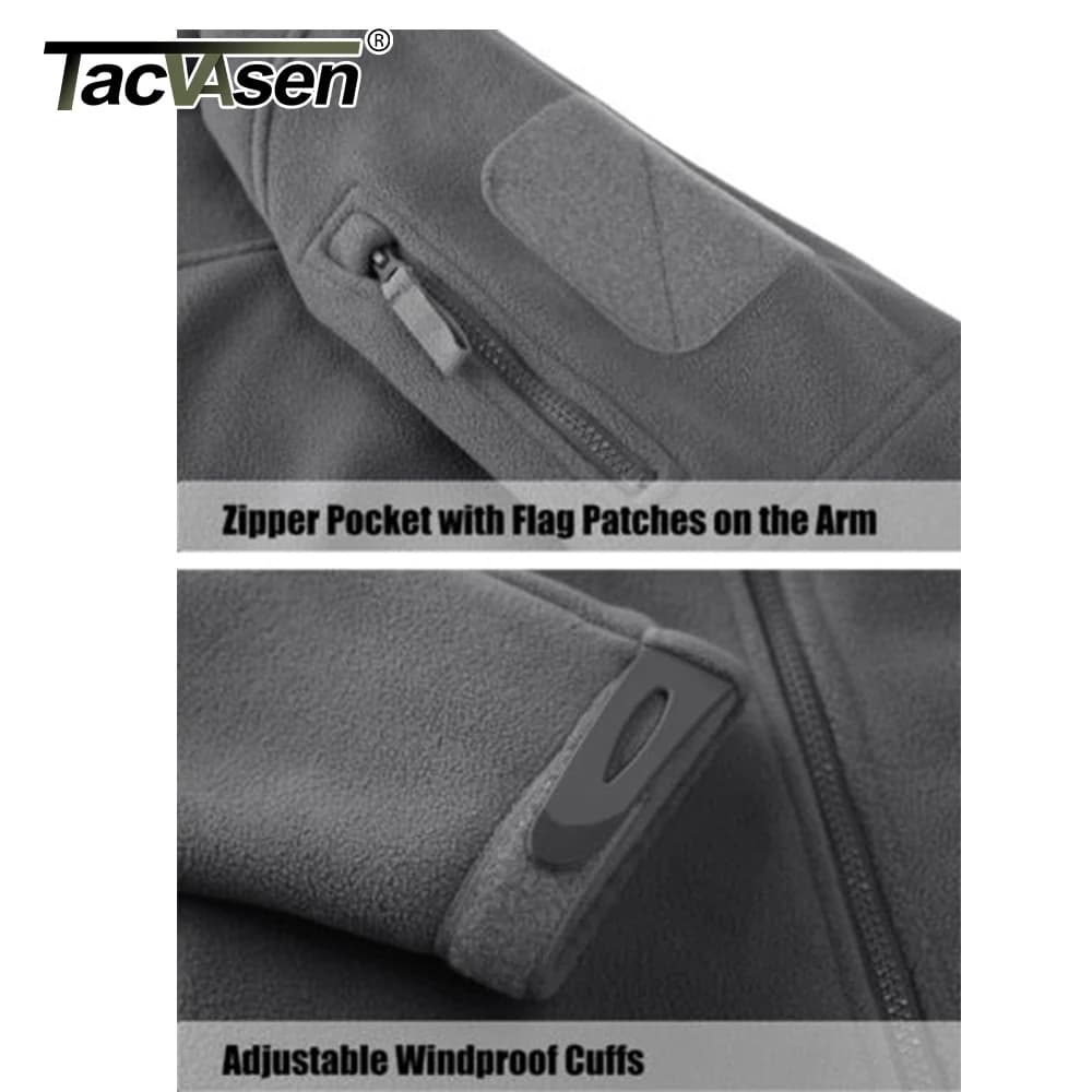 Veste de pêche hiver TACVASEN polaire à fermeture - Veste chaude pêche randonnée avec poches zippées