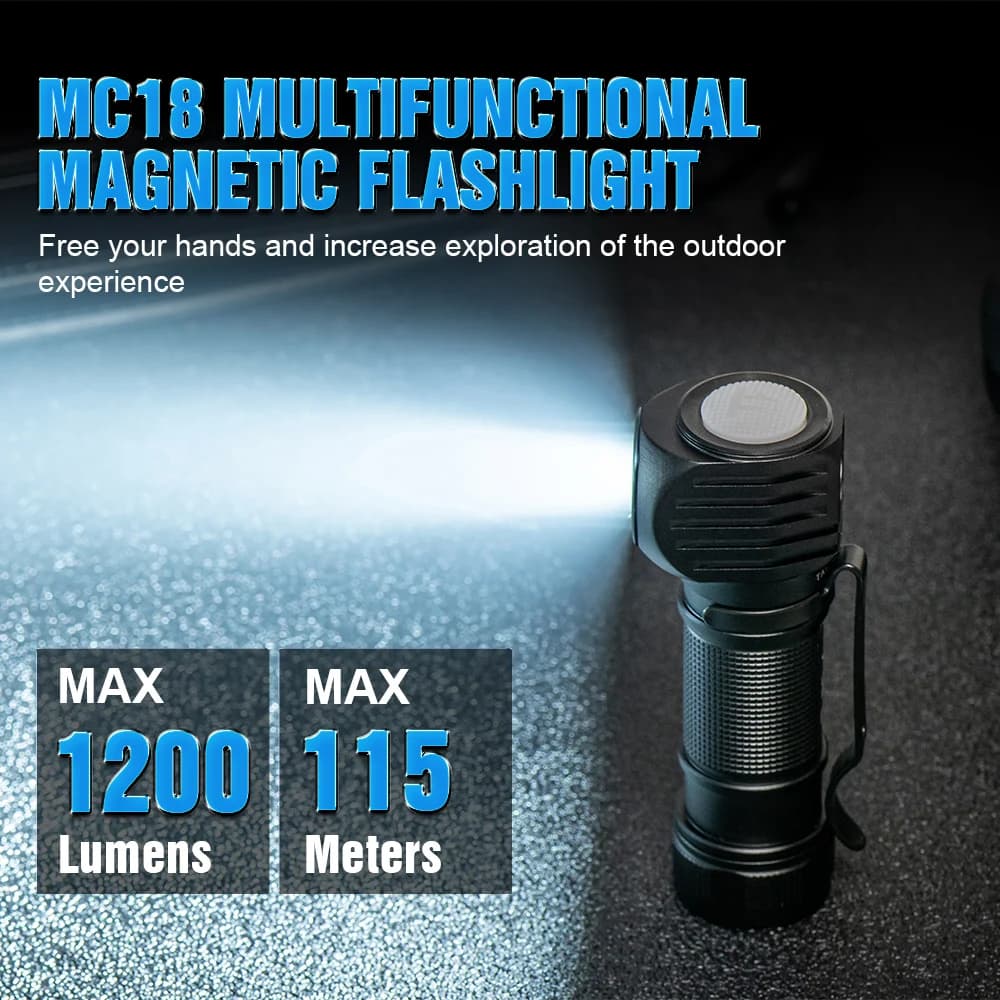 Lampe frontale Trustfire MC18 LED XP-LHI magnétique - Frontale pêche rechargeable 18650 1200LM étanche