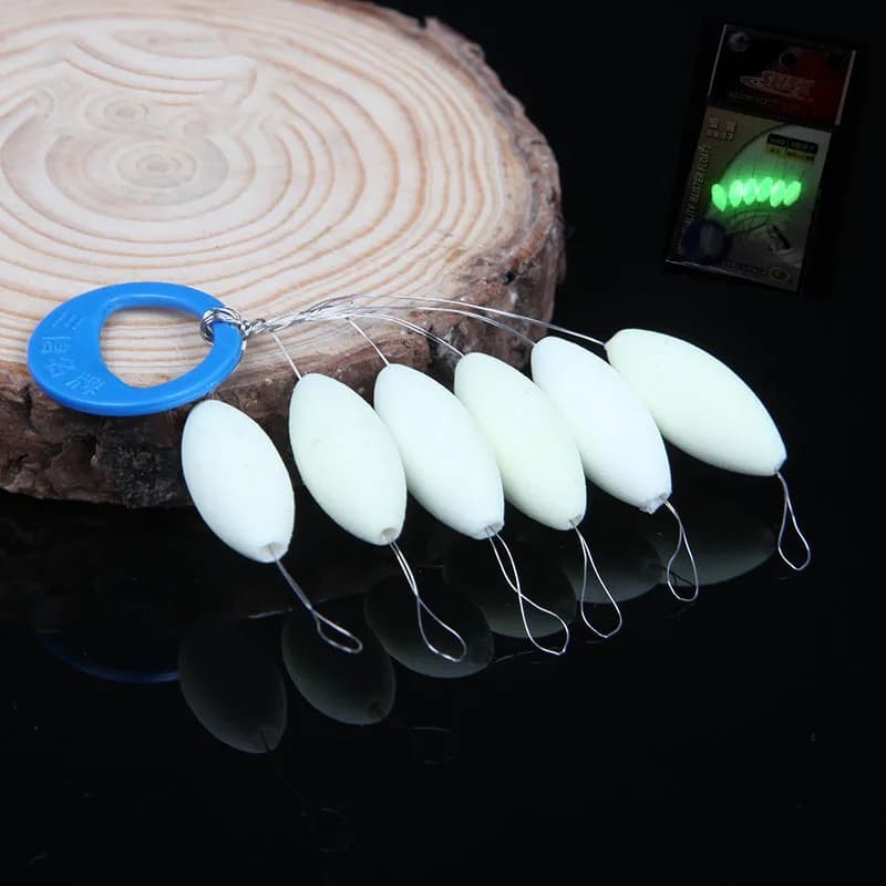 Lot de 5 flotteurs lumineux 7 étoiles pour pêche de nuit, lumière verte, modèles 000# à