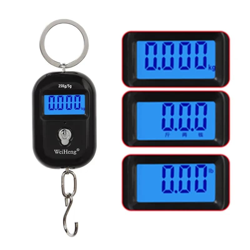 Mini balance numérique 25kg pour pêche et voyage - Précision 5g, crochet porte-clés LCD