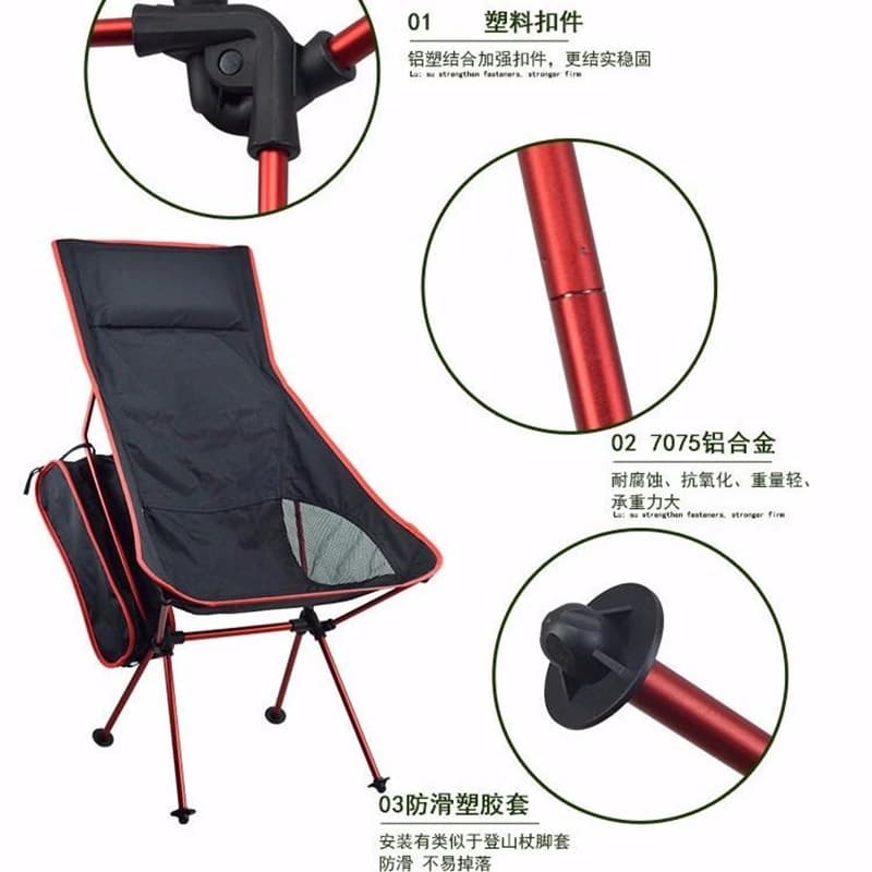 Chaise pliante ultra légère pêche camping BBQ - Siège pliable extérieur randonnée plage portable
