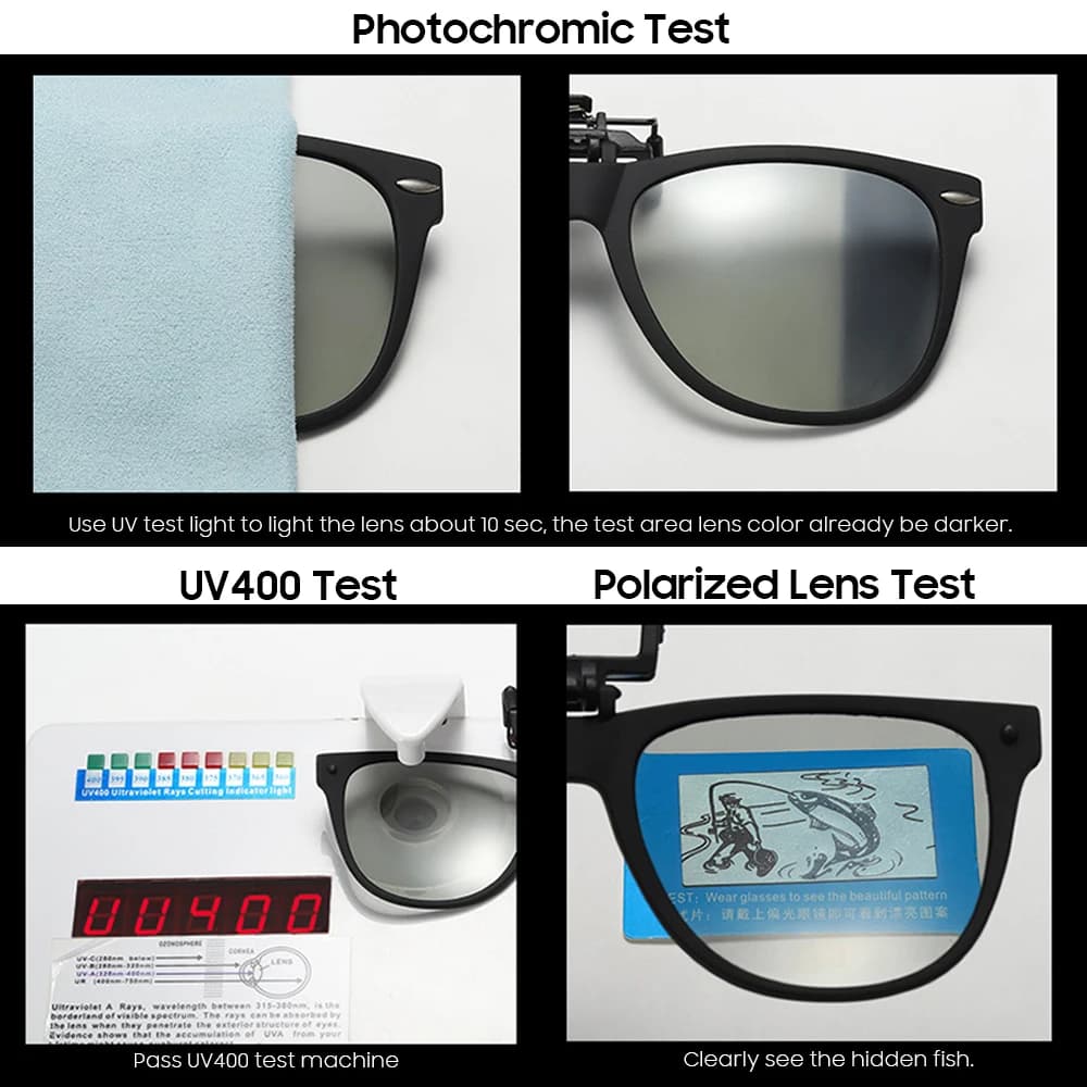 Lunettes de soleil polarisées photochromiques à clip rabattable pour conduite - Produit tendance 2026