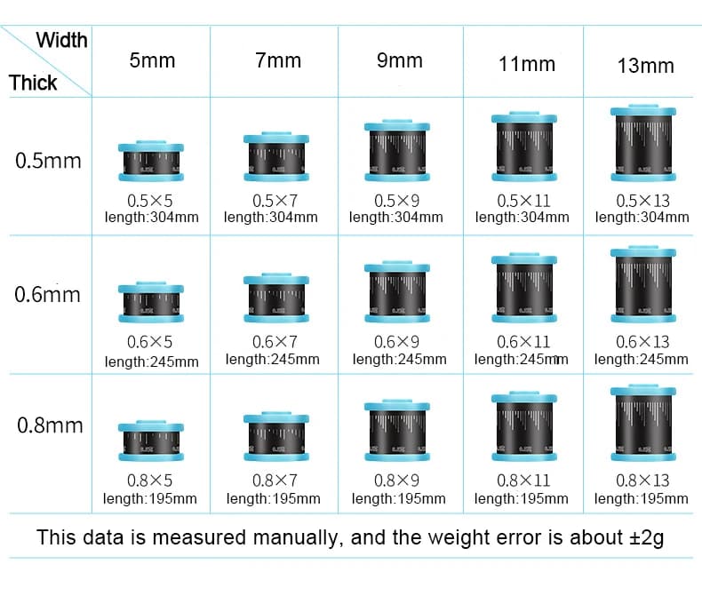 Plombs de pêche avec échelle 3 pièces épaisseur 0.5/0.6/0.8mm pour montages précis