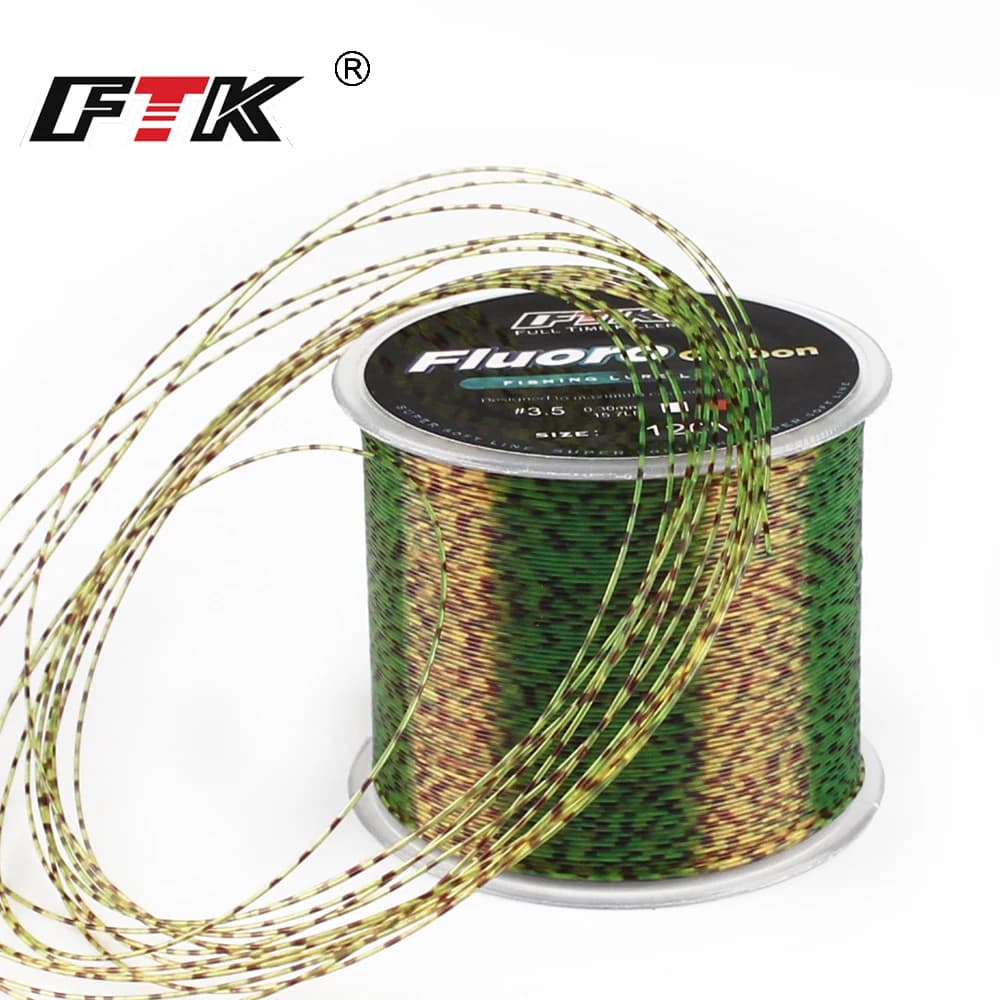 Ligne de pêche FTK 120m fluorocarbone tachetée invisible - 0.20mm-0.50mm 4.13LB-34.32LB ligne spotted