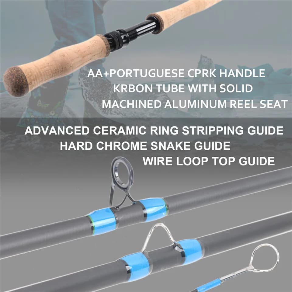 Canne Spey voyage 10-13ft Maximumcatch 5-9WT 5-6 sections avec talons interchangeables pêche deux mains